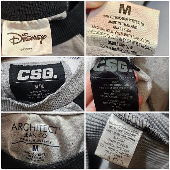 3 Long Sleeve Shirts Size Medium Gray w/ Black Sleeve Disney Architect CSG - Picture 2 of 4